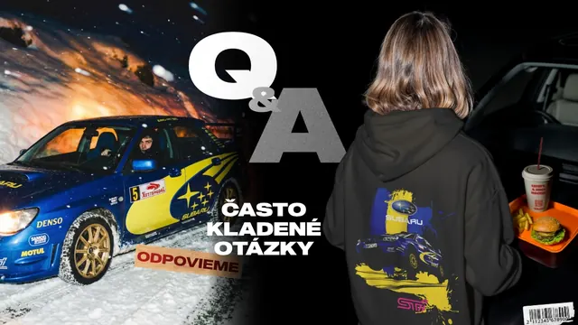 FAQ: a rally Subaru in the snow and a hoodie with the car on the back