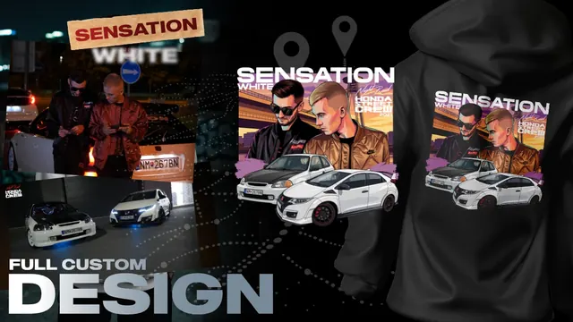 Full custom design for Sensation: photos from the event and printed hoodies