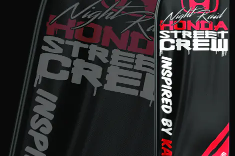 Black beach flag with the red Honda Street Crew logo